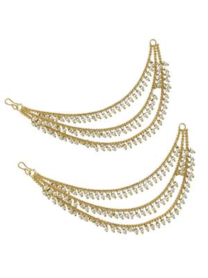 gold plated beaded 3 layered ear chain 3