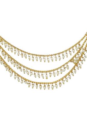 gold plated beaded 3 layered ear chain 4