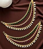 9blings gold plated multi color beaded 3 layered ear chain