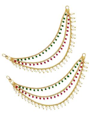 9blings gold plated multi color beaded 3 layered ear chain 3