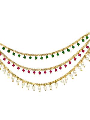 9blings gold plated multi color beaded 3 layered ear chain 4