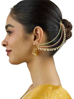 9blings gold plated multi color beaded 3 layered ear chain 5
