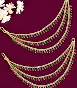 9blings gold plated multi color beaded 3 layered ear chain