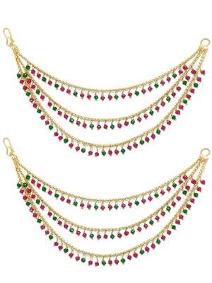 9blings gold plated multi color beaded 3 layered ear chain 2