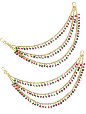 9blings gold plated multi color beaded 3 layered ear chain 3