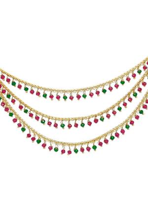 9blings gold plated multi color beaded 3 layered ear chain 4