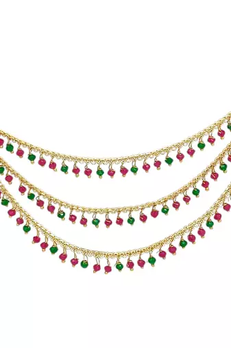 9blings gold plated multi color beaded 3 layered ear chain