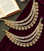 9blings gold plated beaded 3 layered ear chain