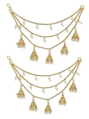9blings gold plated 3 layered jhumki ear chain 2