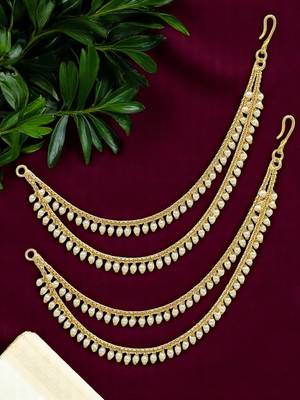 9blings gold plated beaded layered ear chain 1