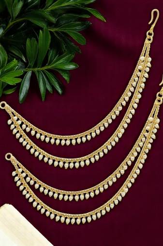 9blings gold plated beaded layered ear chain