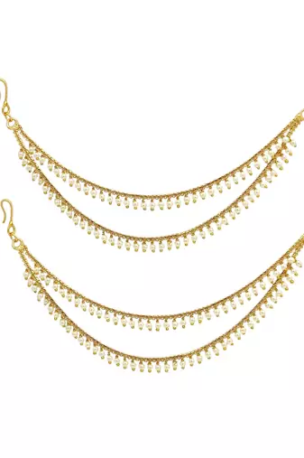 9blings gold plated beaded layered ear chain