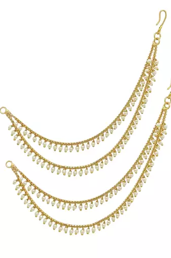 9blings gold plated beaded layered ear chain