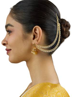9blings gold plated beaded layered ear chain 5