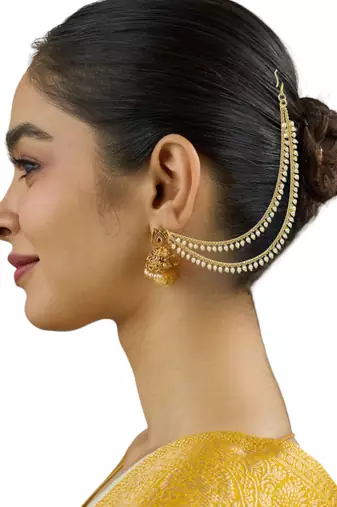 9blings gold plated beaded layered ear chain