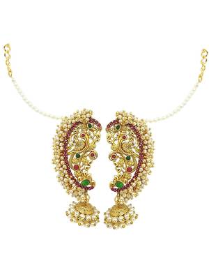 9blings gold plated peacock design maharashtrian style ear cuff earrings 2