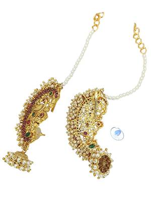 9blings gold plated peacock design maharashtrian style ear cuff earrings 3