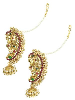 9blings gold plated peacock design maharashtrian style ear cuff earrings 4