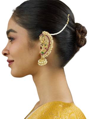 9blings gold plated peacock design maharashtrian style ear cuff earrings 5