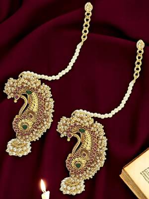 9blings gold plated peacock shape ear cuff earrings 1