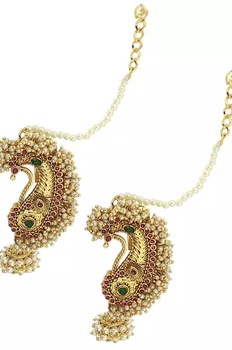 9blings gold plated peacock shape ear cuff earrings