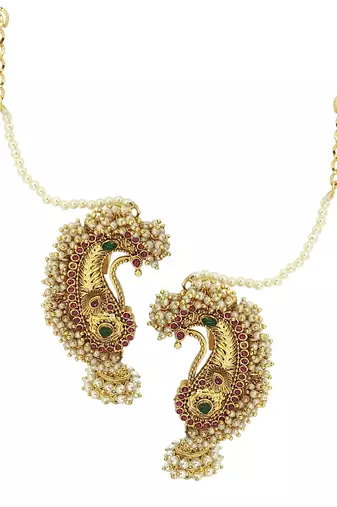 9blings gold plated peacock shape ear cuff earrings