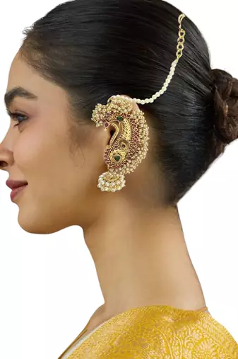 9blings gold plated peacock shape ear cuff earrings