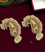 9blings gold plated peacock shape ear cuff earrings