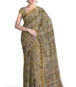 Khakhi mulberry pure silk single ikkat  saree