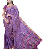 Magenta mulberry pure silk single ikkat  saree