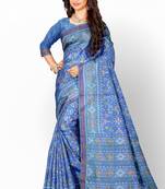 Turquoise blue mulberry pure silk single ikkat  saree
