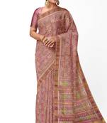Baby pink mulberry pure silk single ikkat  saree