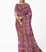 Purple mulberry pure silk single ikkat  saree