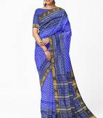 Blue mulberry pure silk single ikkat  saree