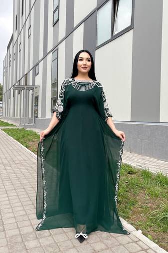 Green Moroccan Dubai Kaftans Farasha Abaya Dress Very Fancy Long Gown 