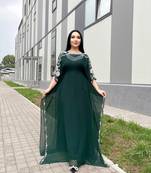 Green Moroccan Dubai Kaftans Farasha Abaya Dress Very Fancy Long Gown 