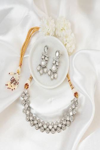 Lunar glint polki necklace