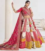 Multicolour Banarsi Mosaic scallop designer bridal lehnga