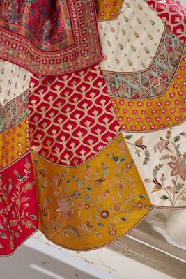 Multicolour Banarsi Mosaic scallop designer bridal lehnga 2