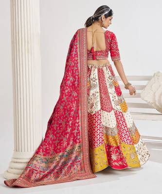 Multicolour Banarsi Mosaic scallop designer bridal lehnga 4