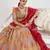 Mustard Position print Jaal Patterned party wear Silk lehengas with Sequin & Aari Work with Unstiched Blouse