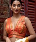 Orange Brocade Designer Blouse