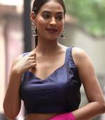 Navy Blue Silk Designer Blouse