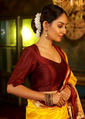Maroon Dupion Silk Designer Blouse 1