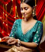 Green Brocade Designer Blouse