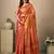 coral contrast weave pallu tissue silk saree with lining blouse