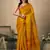 Mustard contrast weave pallu tissue silk saree with lining blouse
