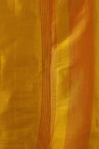 Mustard contrast weave pallu tissue silk saree with lining blouse