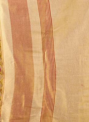 Cream contrast weave pallu tissue silk saree with lining blouse 2