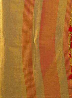 Mehendi contrast weave pallu tissue silk saree with lining blouse 4